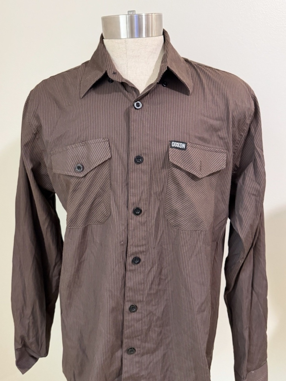 Dixxon Brown Striped Workforce Long Sleeve Button-Down Shirt Size Large